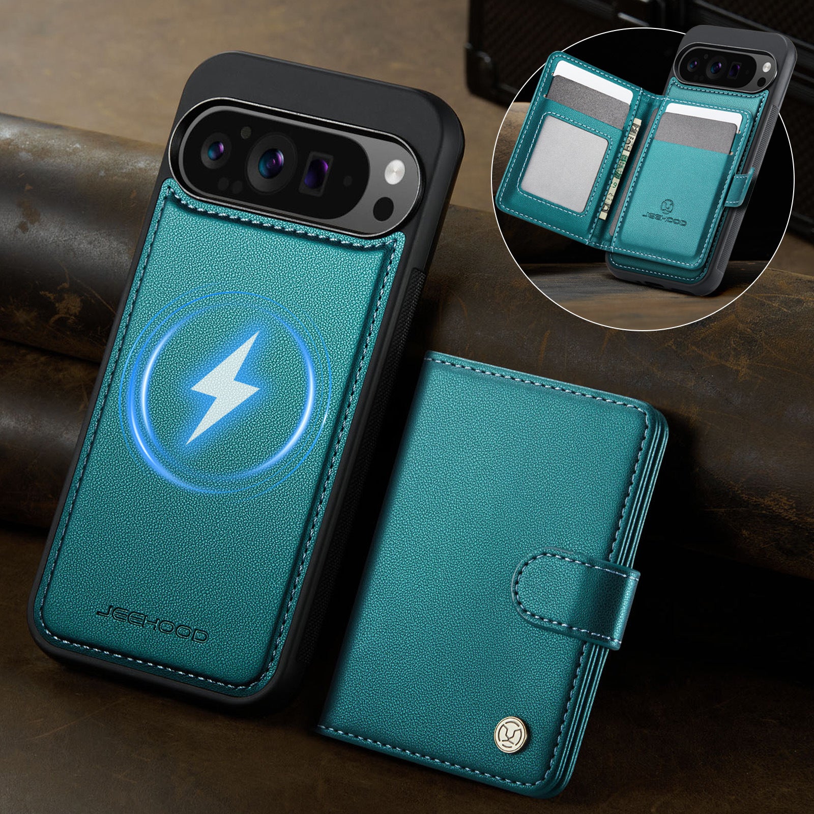Suitable for Google 11Proxl Magnetic Two-In-One Wireless Charging Phone Case Pixel 10 Card Holder Protective Cover