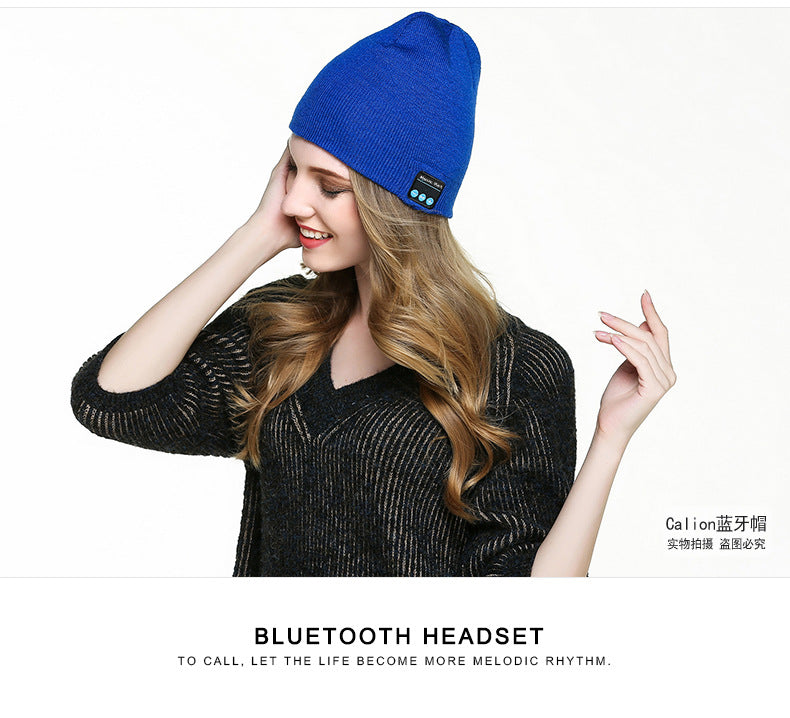 Amazon New Knitted Pullover Cap Winter Warm Charging Removeable Wireless Bluetooth Call Headset Music Hat