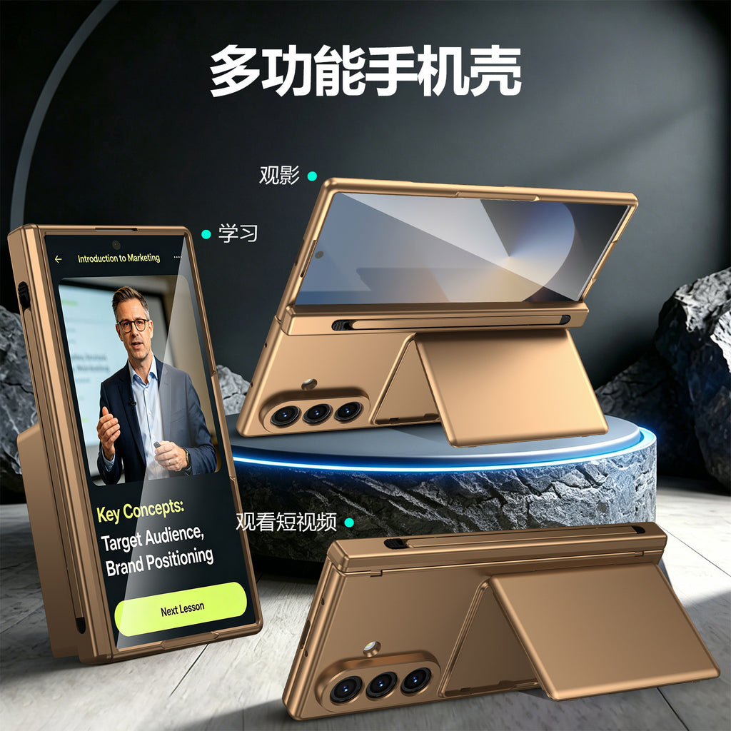 Cross-Border Applicable in Europe and America, Samsung Zfold8 Phone Case with Card Holder, Pen Slot, Folding Stand, Fold7/6/5 Protective Cover