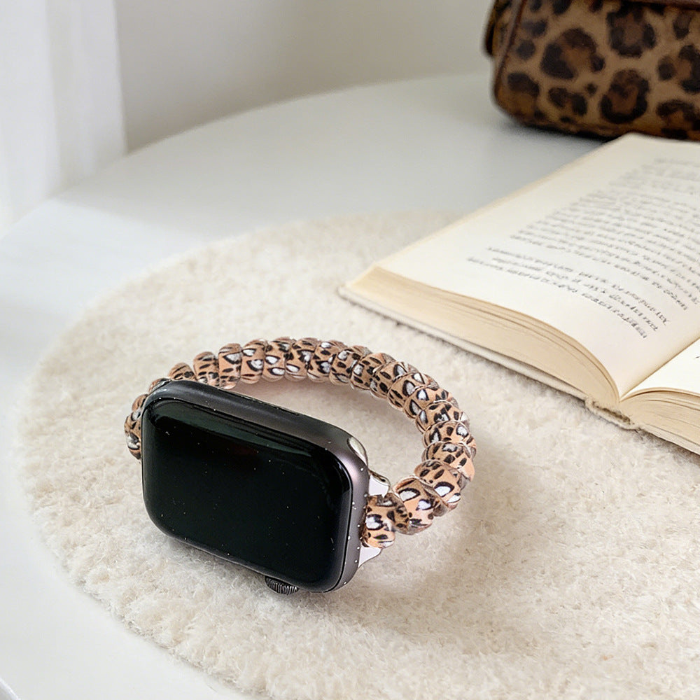 Suitable for Apple Watch Ultra Leopard Print Phone Strap Hair Tie iWatch Se Women's Watch Strap