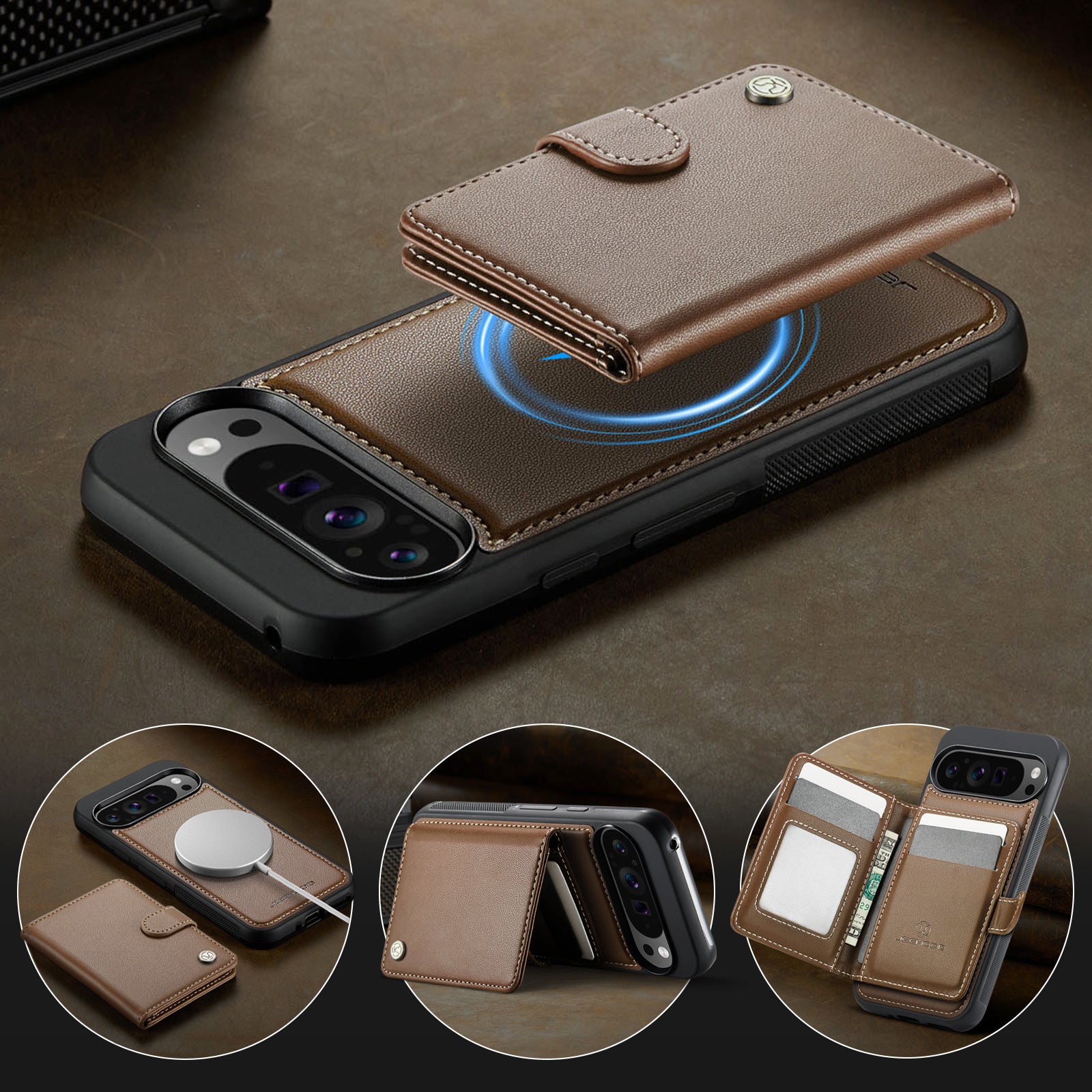 Suitable for Google 11Proxl Magnetic Two-In-One Wireless Charging Phone Case Pixel 10 Card Holder Protective Cover
