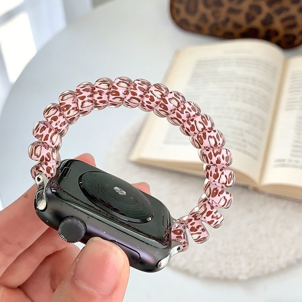 Suitable for Apple Watch Ultra Leopard Print Phone Strap Hair Tie iWatch Se Women's Watch Strap