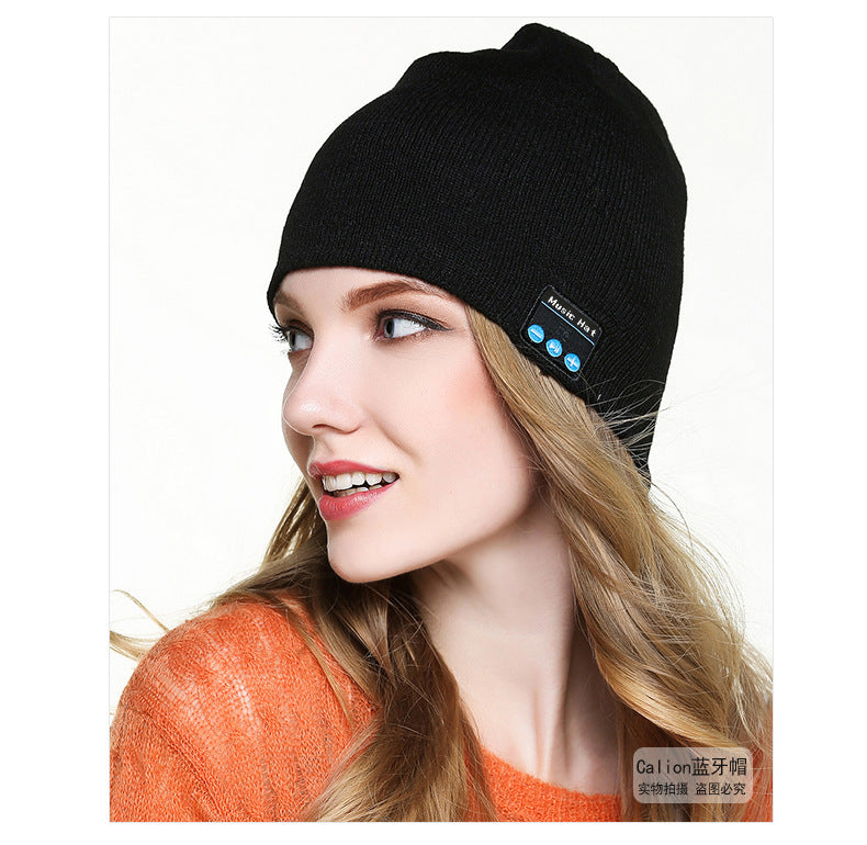 Amazon New Knitted Pullover Cap Winter Warm Charging Removeable Wireless Bluetooth Call Headset Music Hat