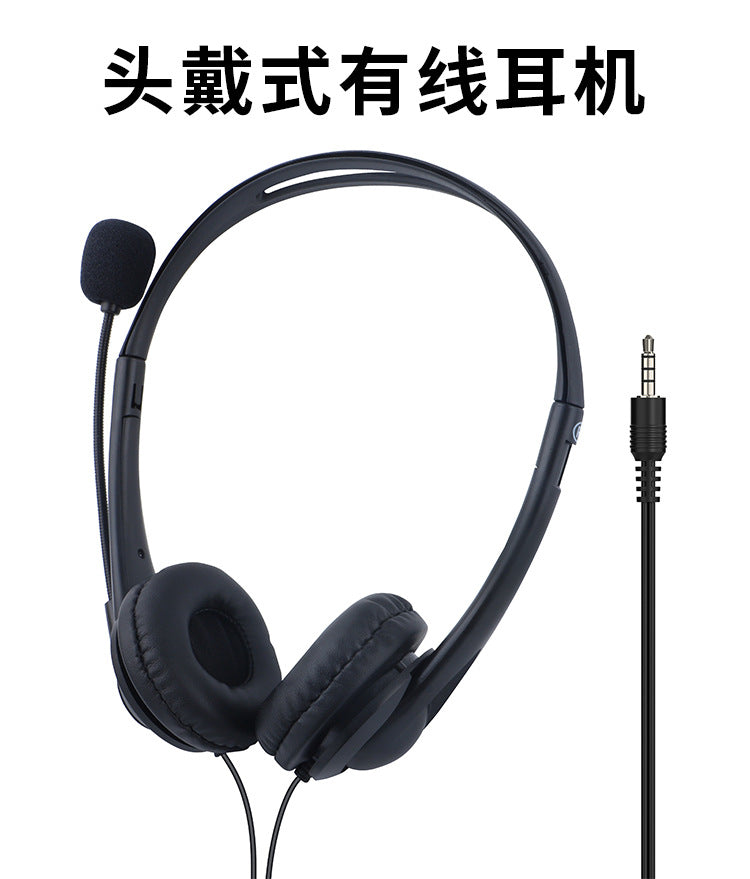 Wired Headset with Microphone Stereo Operator Computer Headset Tablet Phone Universal