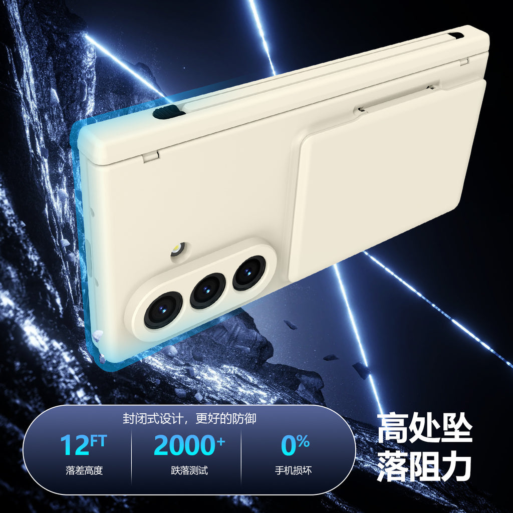 Cross-Border Applicable in Europe and America, Samsung Zfold8 Phone Case with Card Holder, Pen Slot, Folding Stand, Fold7/6/5 Protective Cover