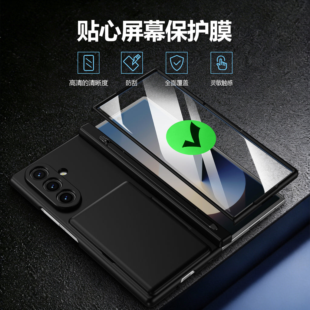 Cross-Border Applicable in Europe and America, Samsung Zfold8 Phone Case with Card Holder, Pen Slot, Folding Stand, Fold7/6/5 Protective Cover