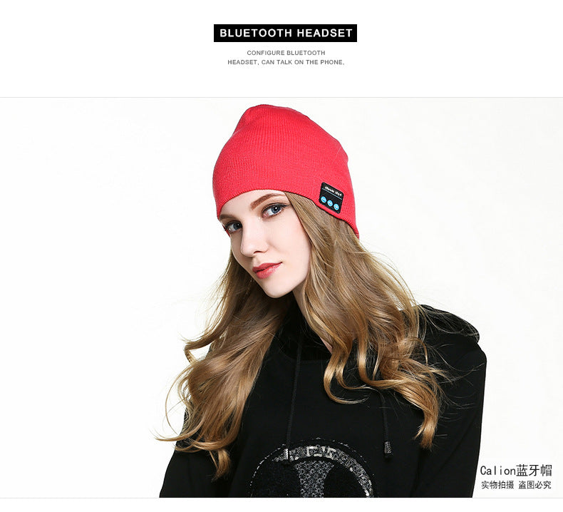 Amazon New Knitted Pullover Cap Winter Warm Charging Removeable Wireless Bluetooth Call Headset Music Hat