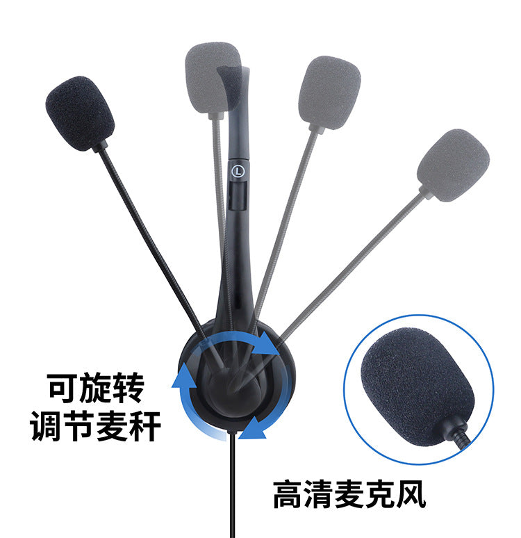 Wired Headset with Microphone Stereo Operator Computer Headset Tablet Phone Universal