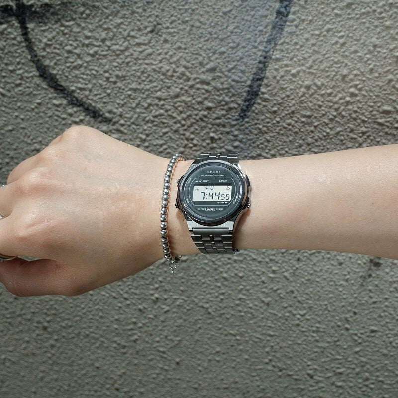 Explosive ultra-thin LED electronic watch WR F92W steel band A159 new round fashion watch multi-function electronic watch