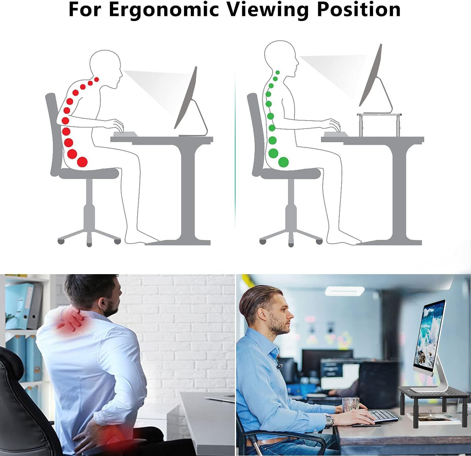 Cross-Border Monitor Computer Stand, Adjustable Height Laptop Desktop Base, Storage Rack, Height-Increasing Stand