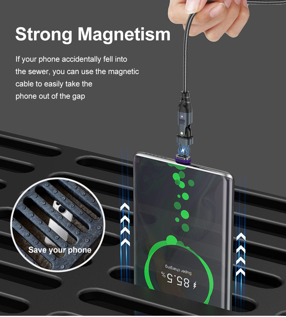 USLION Cross-border New 240W Magnetic Suction Data Line USB-C to C Notebook Computer Mobile Phone PD Fast Charge 5A