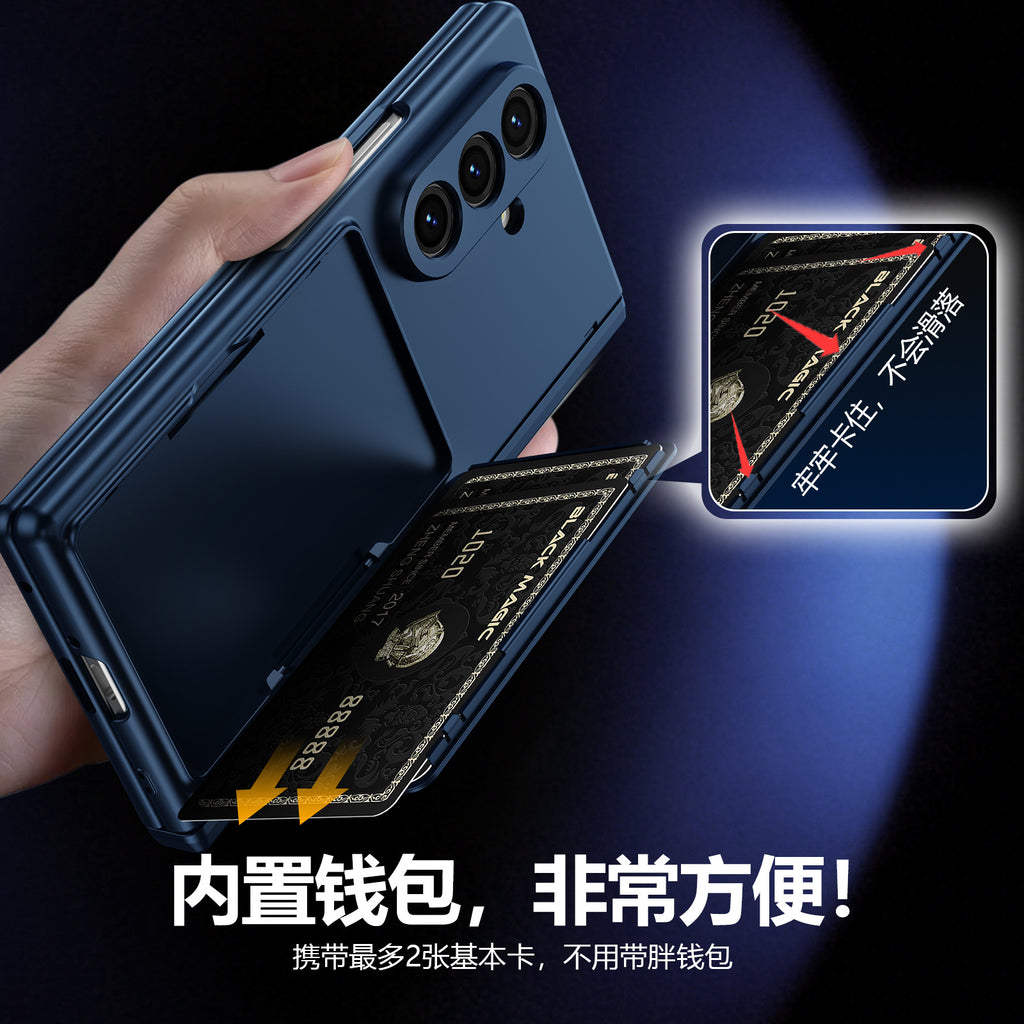 Cross-Border Applicable in Europe and America, Samsung Zfold8 Phone Case with Card Holder, Pen Slot, Folding Stand, Fold7/6/5 Protective Cover