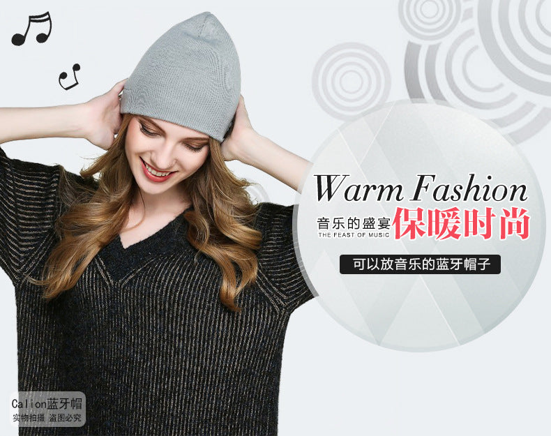 Amazon New Knitted Pullover Cap Winter Warm Charging Removeable Wireless Bluetooth Call Headset Music Hat