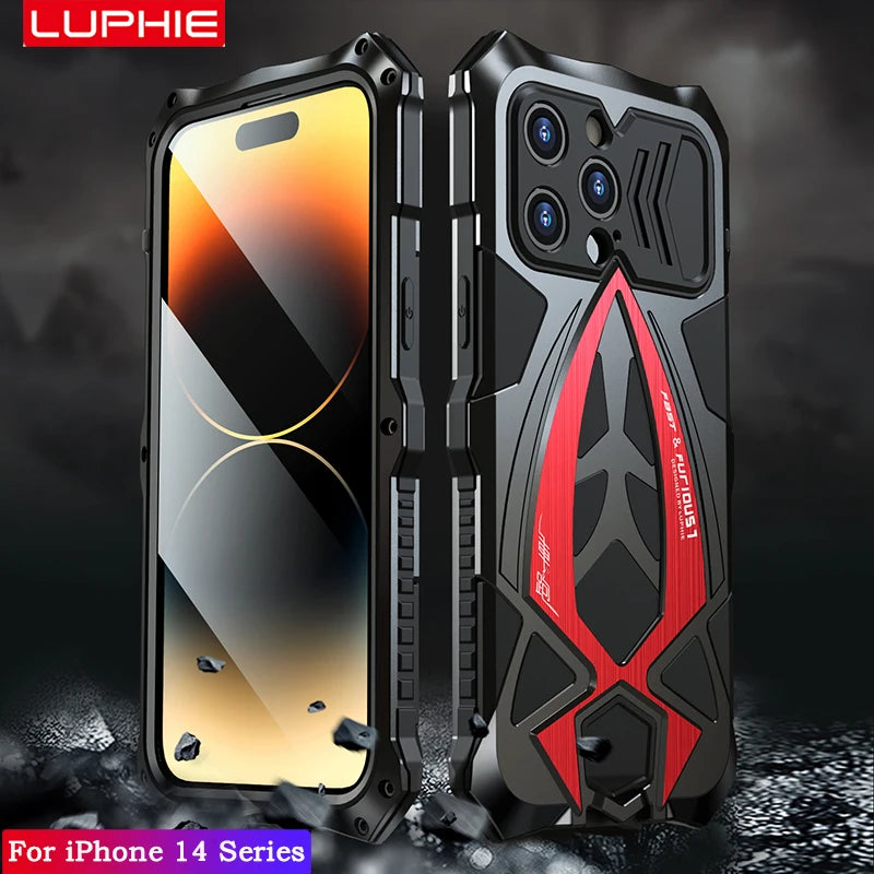Luphie Metal Full Protect Armor Phone Cover Cases For Iphone 17 15 14 13 Pro XS Max X XR 8 7 SE Case Shockproof Fundas Bumper