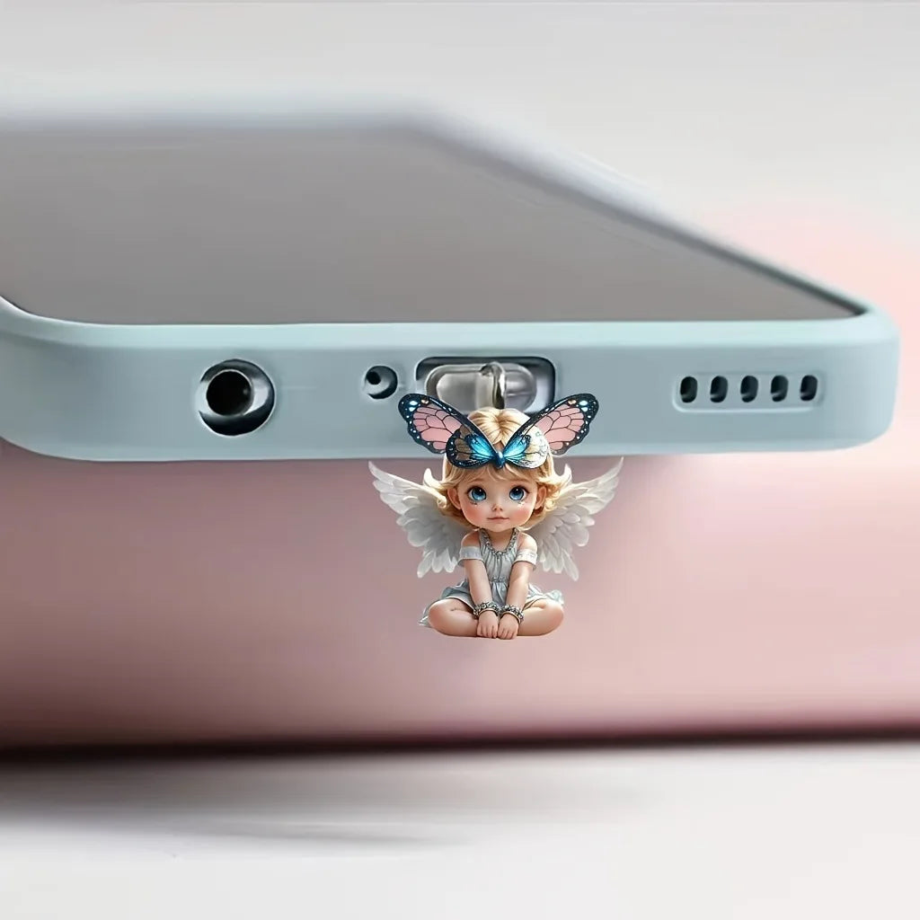 Phone Charm Fairy Phone Accessory Connector Pendant Butterfly Angel Dust Plug For Phone Port Smartphone Anti-Dust