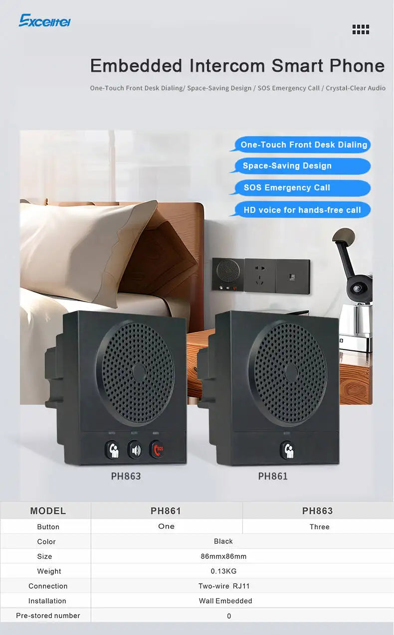 Excelltel Intercom System Phone Door Phone PH861/PH863