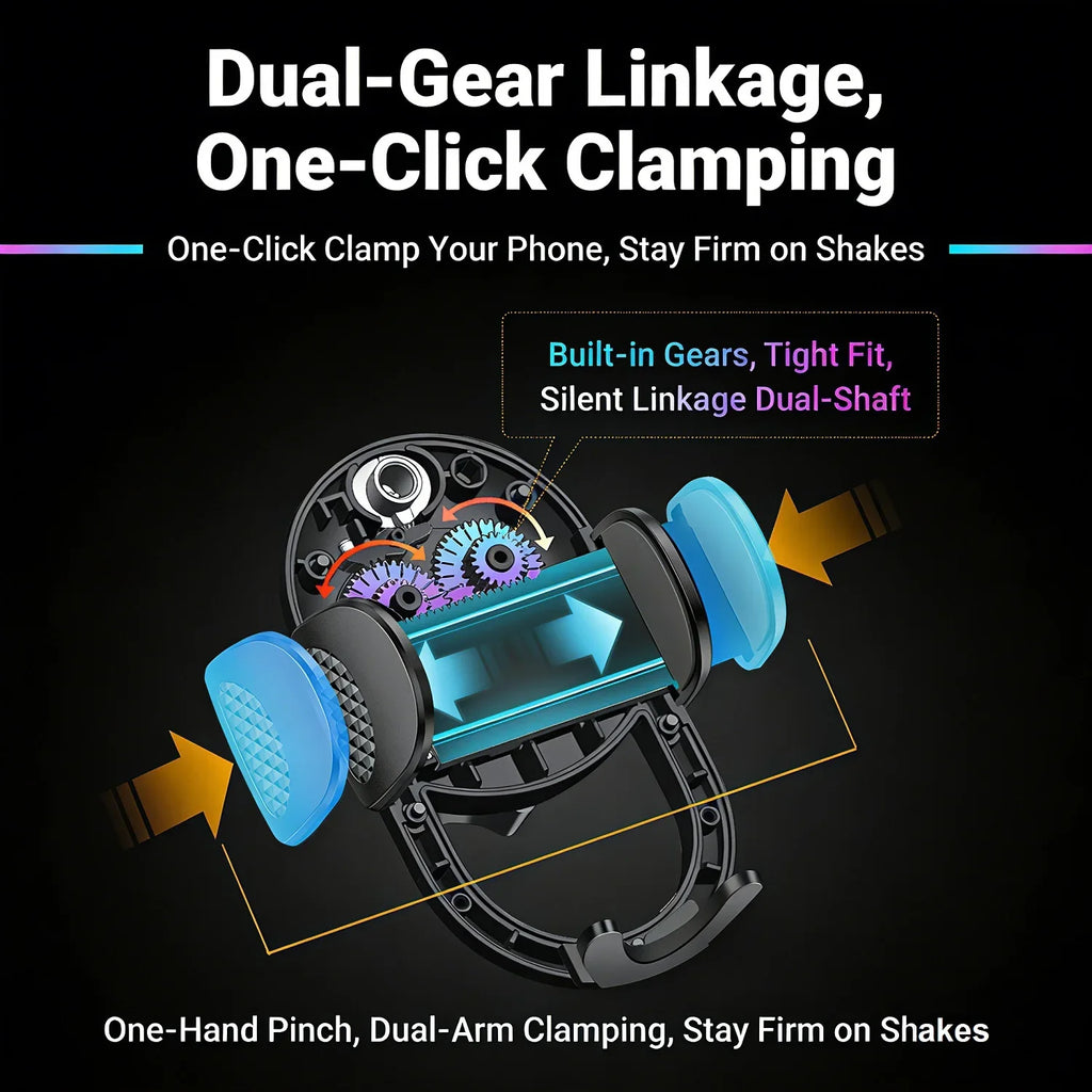 Phone Holder for Car【360° Widest View】Extension Long Arm, POJO Universal Handfree Auto Dashboard/Windshield Air Vent Phone Mount
