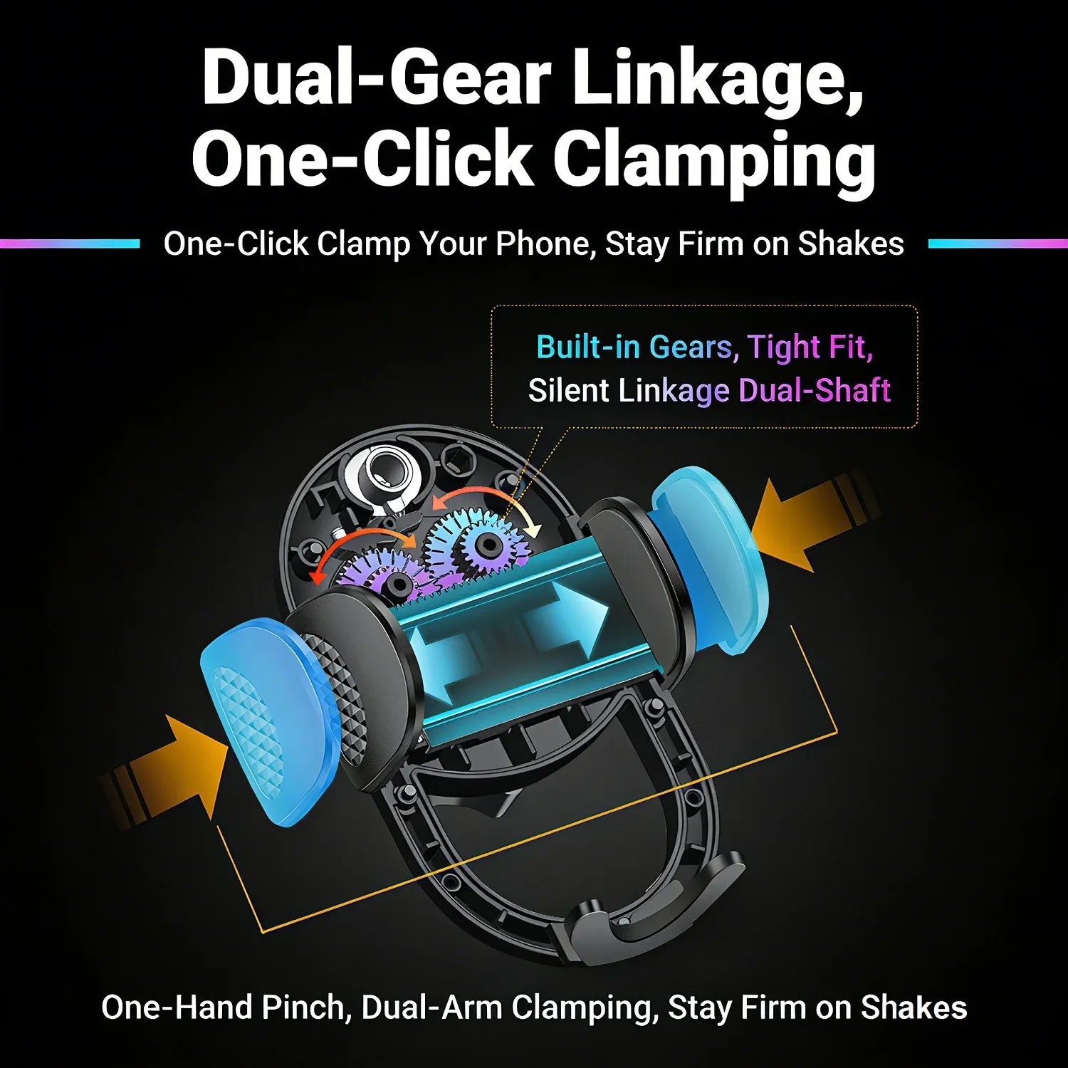 Phone Holder for Car【360° Widest View】Extension Long Arm, POJO Universal Handfree Auto Dashboard/Windshield Air Vent Phone Mount
