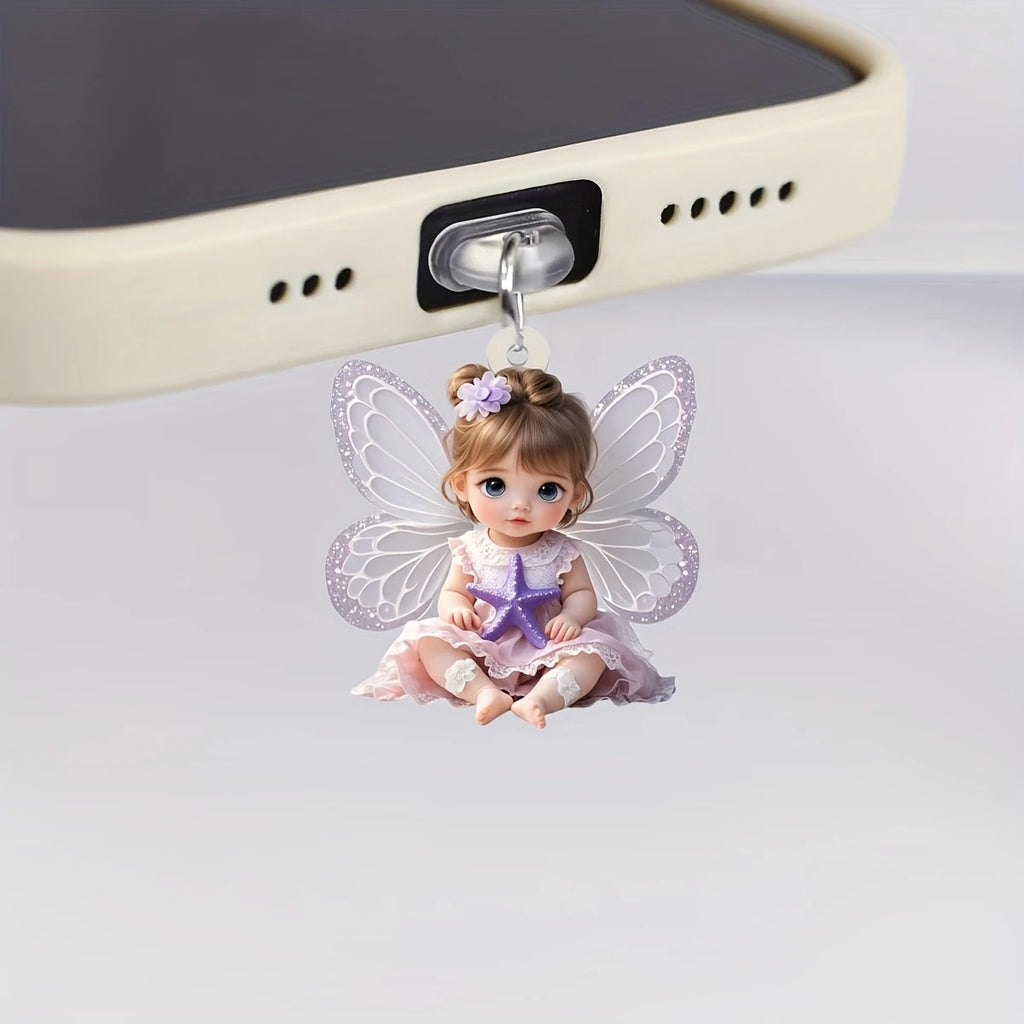 Phone Charm Fairy Phone Accessory Connector Pendant Butterfly Angel Dust Plug For Phone Port Smartphone Anti-Dust