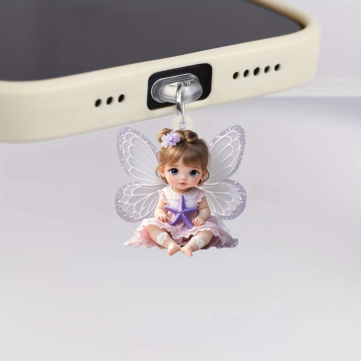 Phone Charm Fairy Phone Accessory Connector Pendant Butterfly Angel Dust Plug For Phone Port Smartphone Anti-Dust