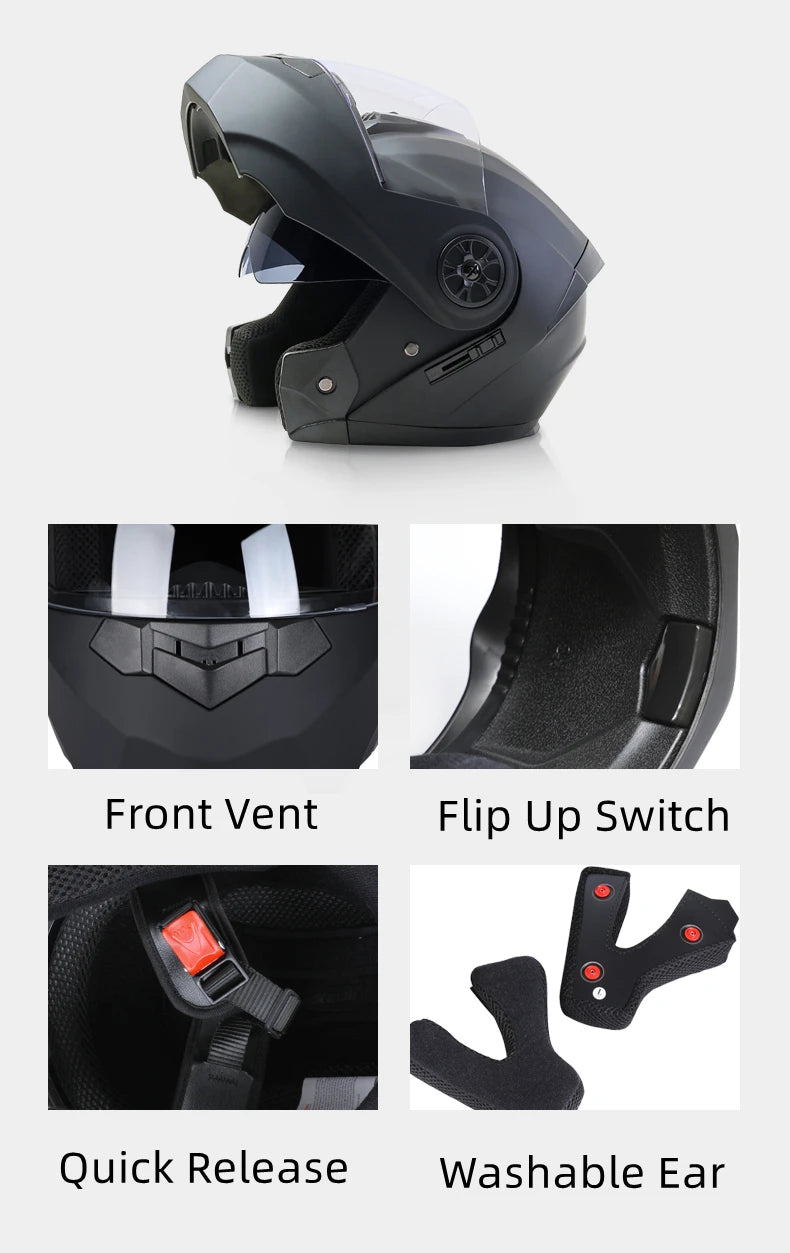 Personalised Dual Lens Flip Up Helmets Motocross Racing Modular Cascos Para Moto Men Women Fashion Full Face Motorcycle Helmet
