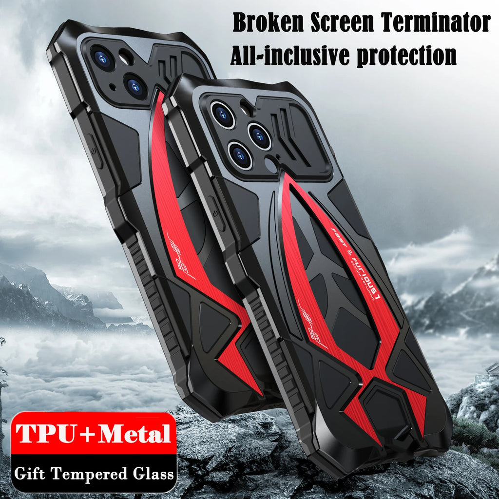 Luphie Metal Full Protect Armor Phone Cover Cases For Iphone 17 15 14 13 Pro XS Max X XR 8 7 SE Case Shockproof Fundas Bumper