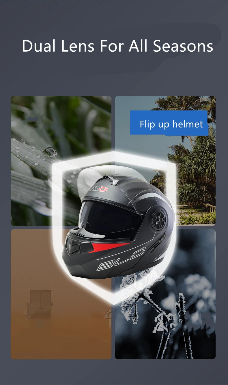 Personalised Dual Lens Flip Up Helmets Motocross Racing Modular Cascos Para Moto Men Women Fashion Full Face Motorcycle Helmet