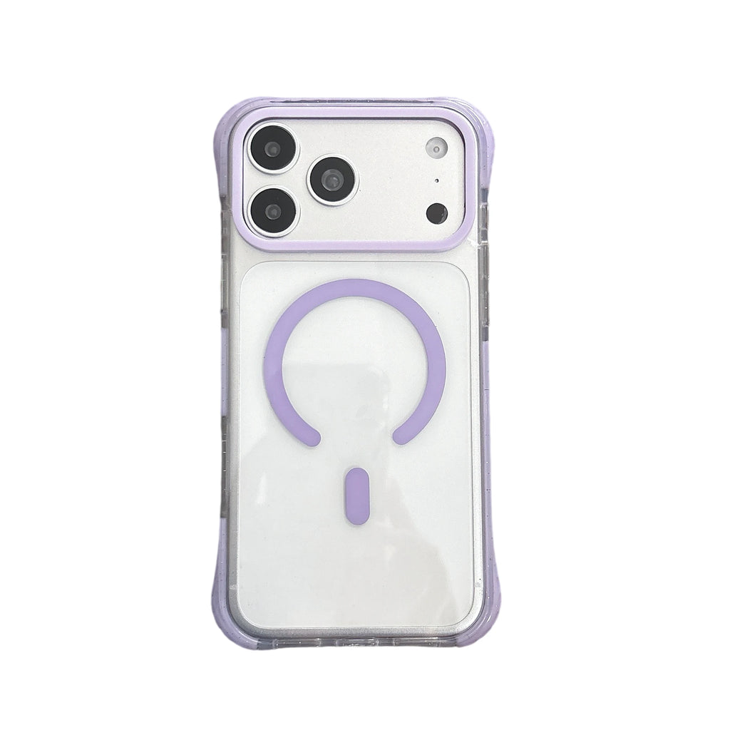 Simple Fashion Transparent For MagSafe Magnetic Phone Case For iPhone 17 16 15 14 13 Pro Max Four Corner Airbag Shockproof Cover