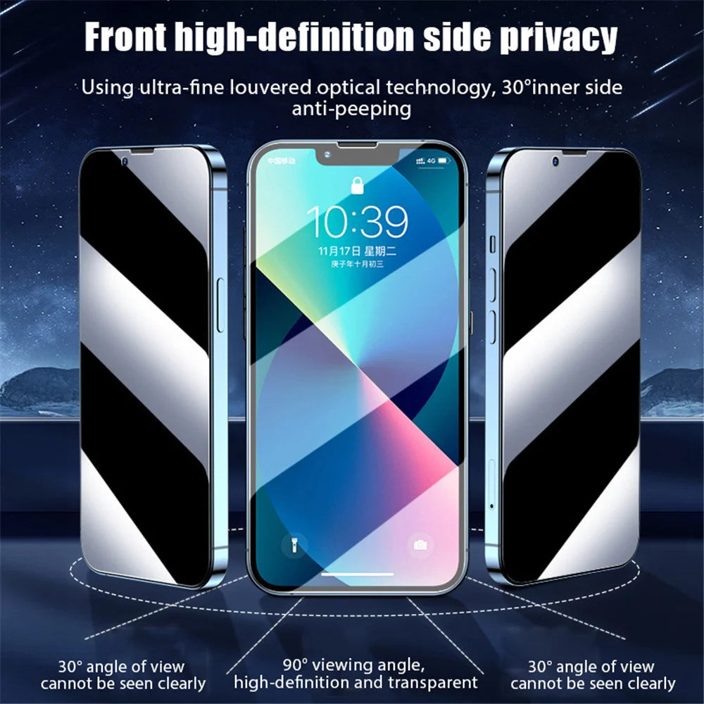1~3PCS Anti Spy Tempered Glass For iPhone 18 17 17e 16e 16 15 Pro Max Privacy Screen Protector iPhone 15 14 Plus 13 12 11 Pro Max Antiespia Pelicula de Cristal Templado iPhone 17 Pro Max anti-peeping Protective Film