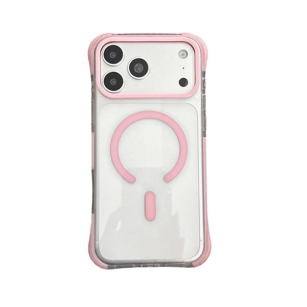 Simple Fashion Transparent For MagSafe Magnetic Phone Case For iPhone 17 16 15 14 13 Pro Max Four Corner Airbag Shockproof Cover