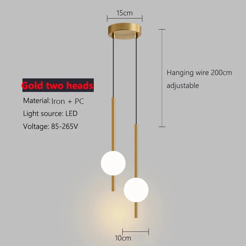 Minimalist Pendant Light Bedroom Hanging Lamp Long Line Lighting Black/Gold Living Room TV Background Wall Decor Wire Suspension