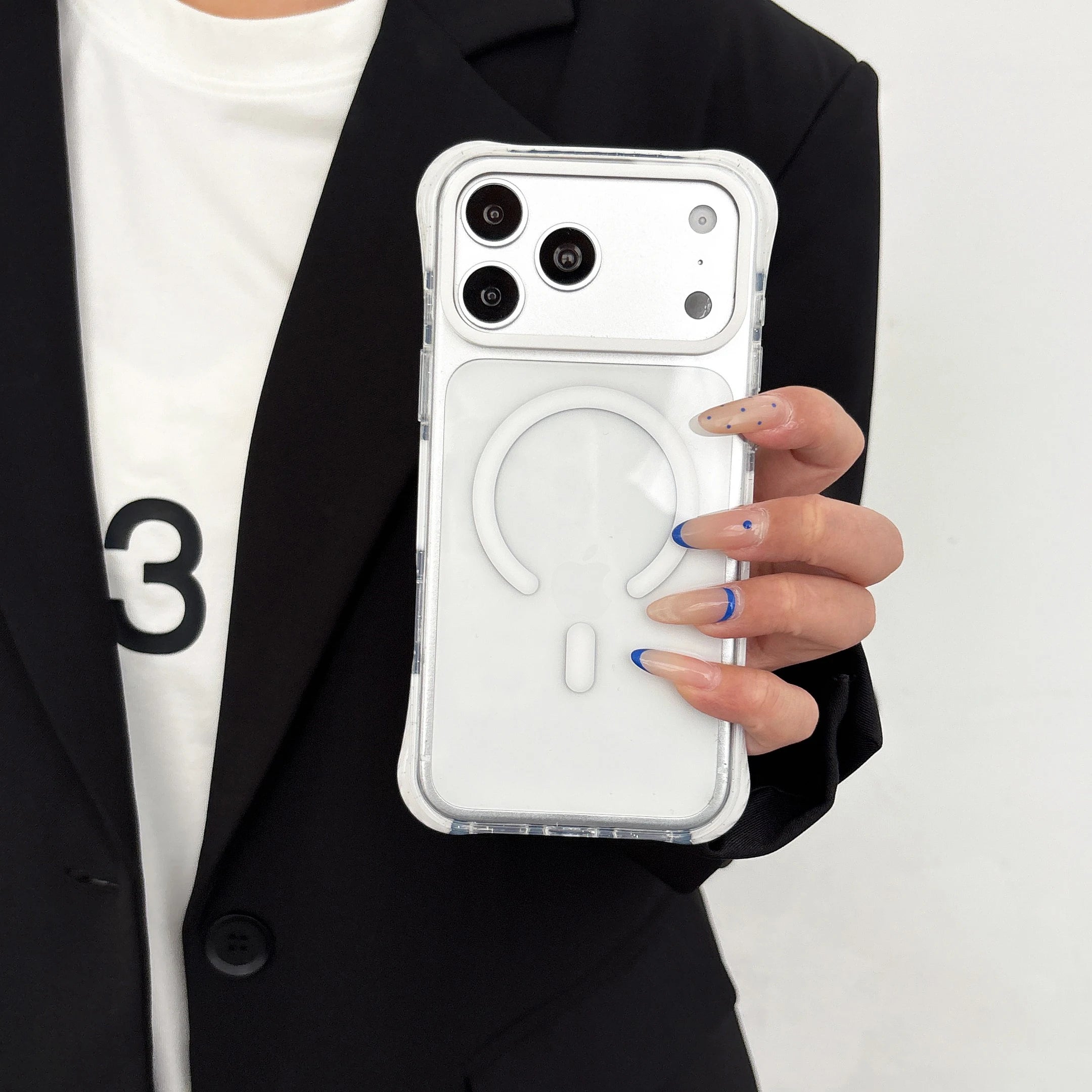 Simple Fashion Transparent For MagSafe Magnetic Phone Case For iPhone 17 16 15 14 13 Pro Max Four Corner Airbag Shockproof Cover