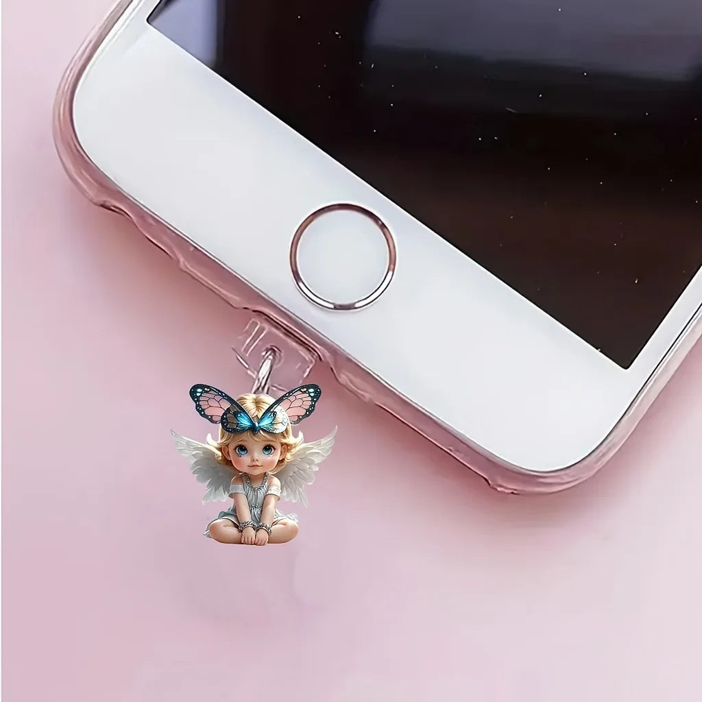 Phone Charm Fairy Phone Accessory Connector Pendant Butterfly Angel Dust Plug For Phone Port Smartphone Anti-Dust