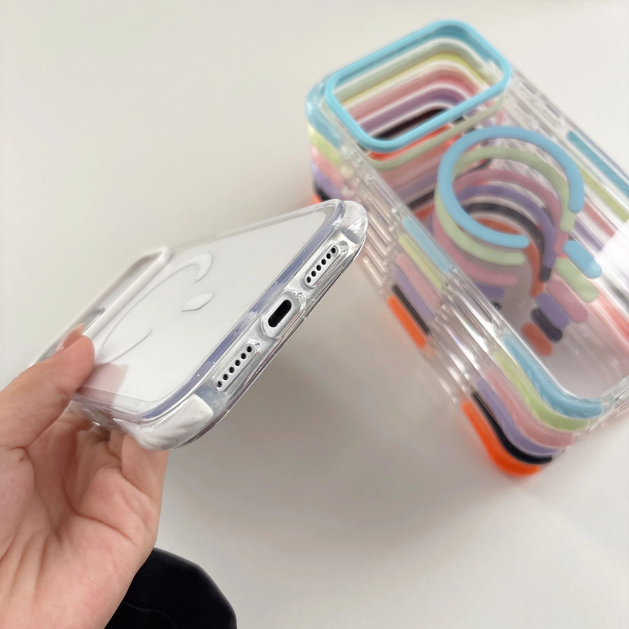 Simple Fashion Transparent For MagSafe Magnetic Phone Case For iPhone 17 16 15 14 13 Pro Max Four Corner Airbag Shockproof Cover