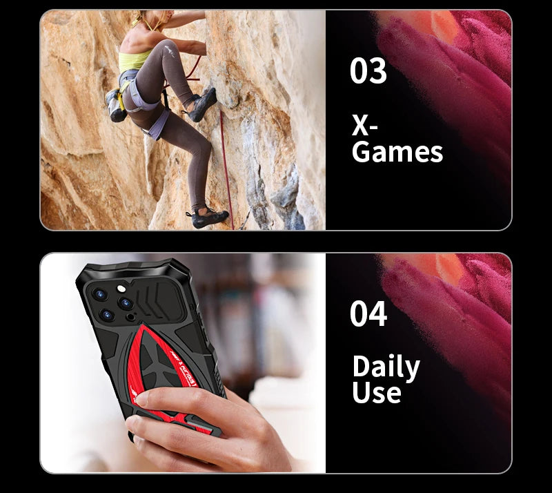 Luphie Metal Full Protect Armor Phone Cover Cases For Iphone 17 15 14 13 Pro XS Max X XR 8 7 SE Case Shockproof Fundas Bumper