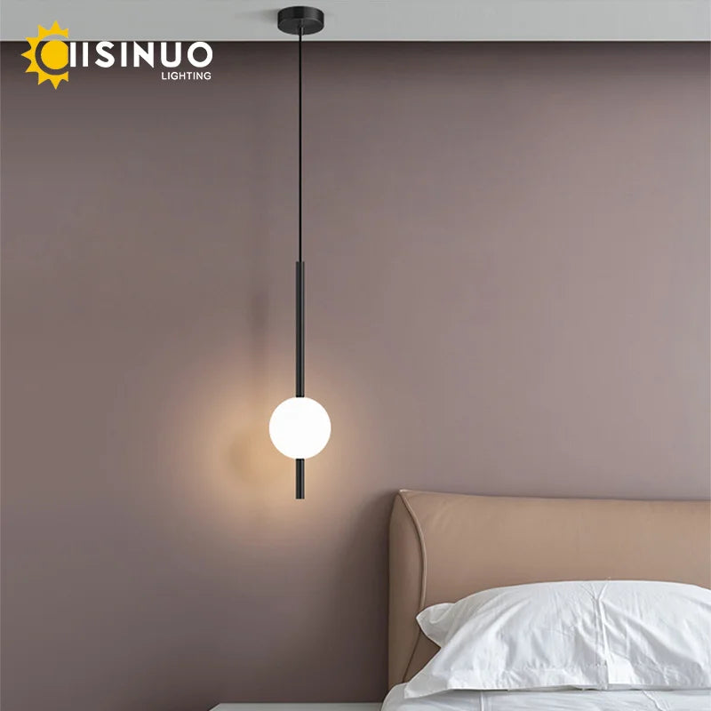 Minimalist Pendant Light Bedroom Hanging Lamp Long Line Lighting Black/Gold Living Room TV Background Wall Decor Wire Suspension