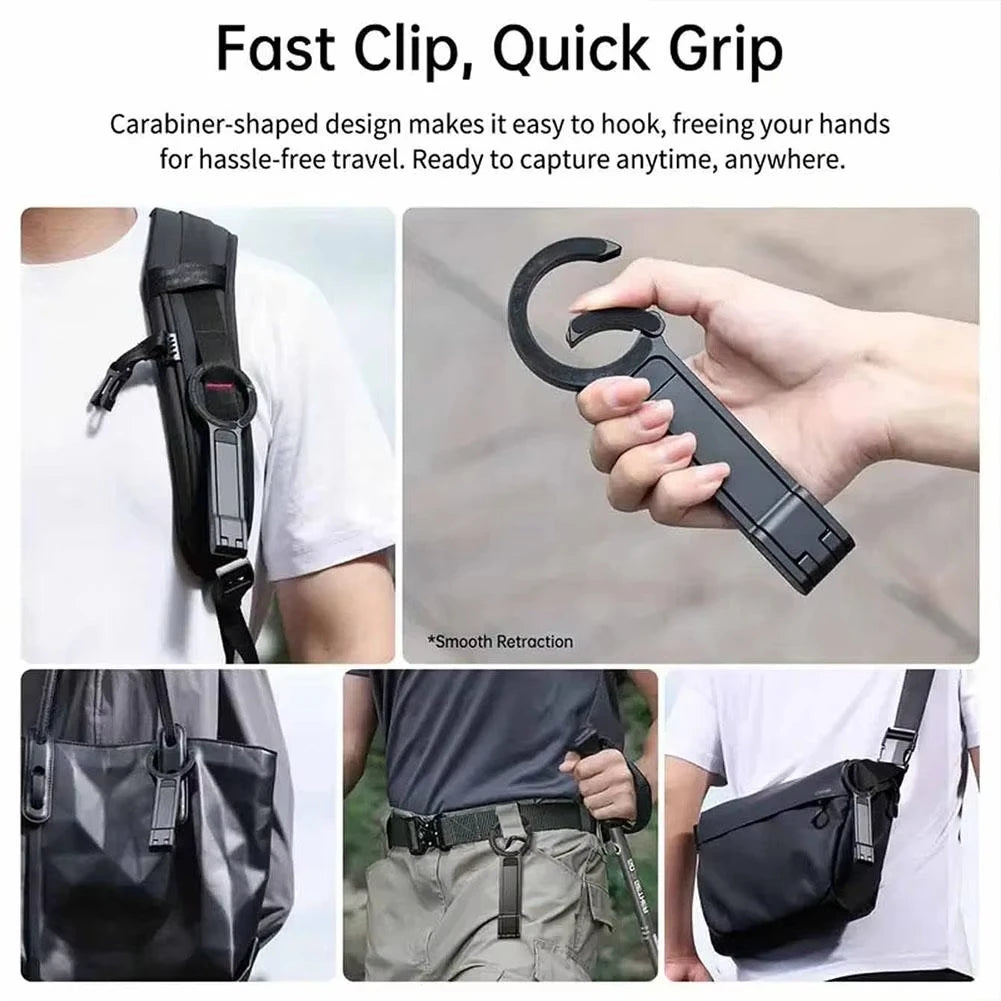 Foldable Phone Tripod Carabiner-Mounted For iPhone 17 16 15 Portable Dual-sided Magnetic Tripod Desk Mount Phone Handle Holder