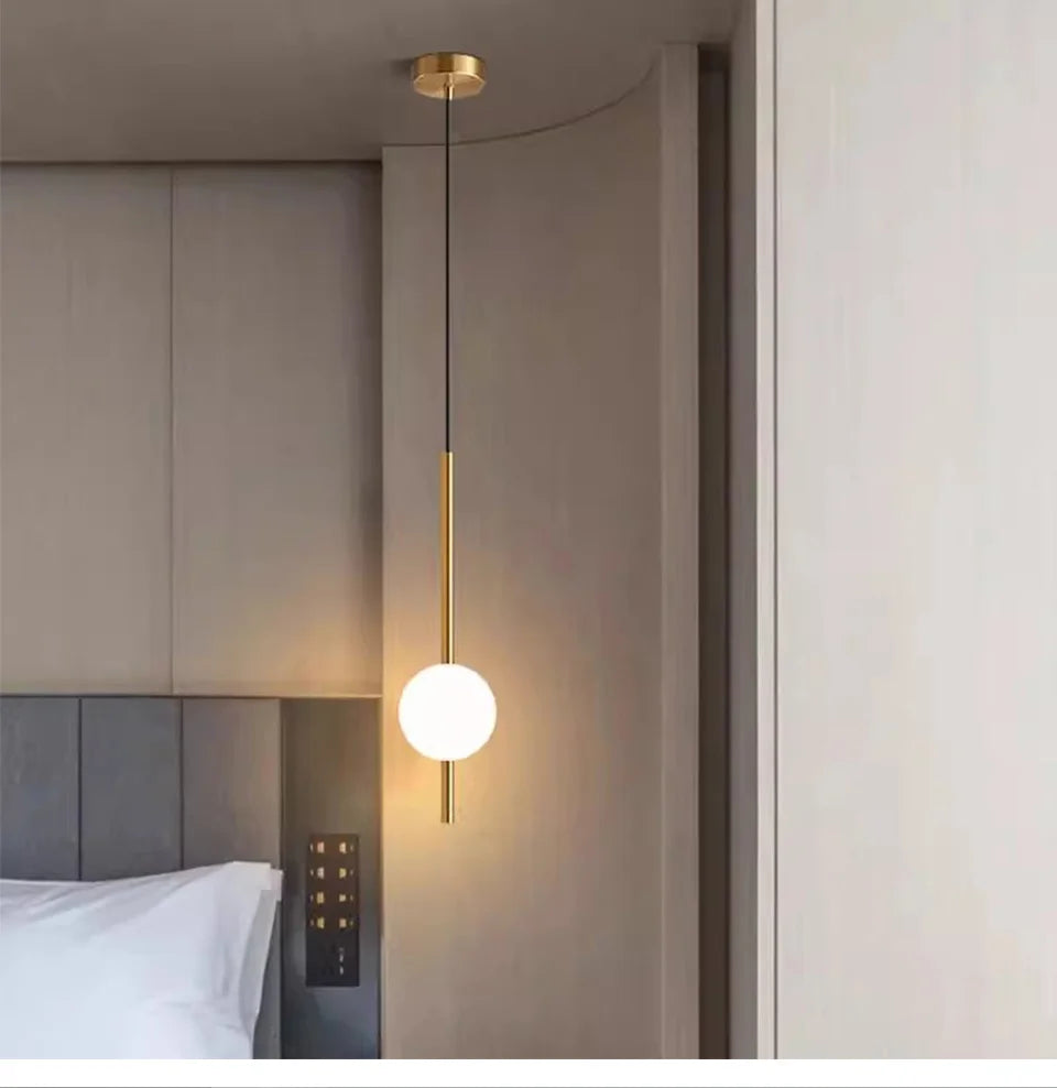 Minimalist Pendant Light Bedroom Hanging Lamp Long Line Lighting Black/Gold Living Room TV Background Wall Decor Wire Suspension