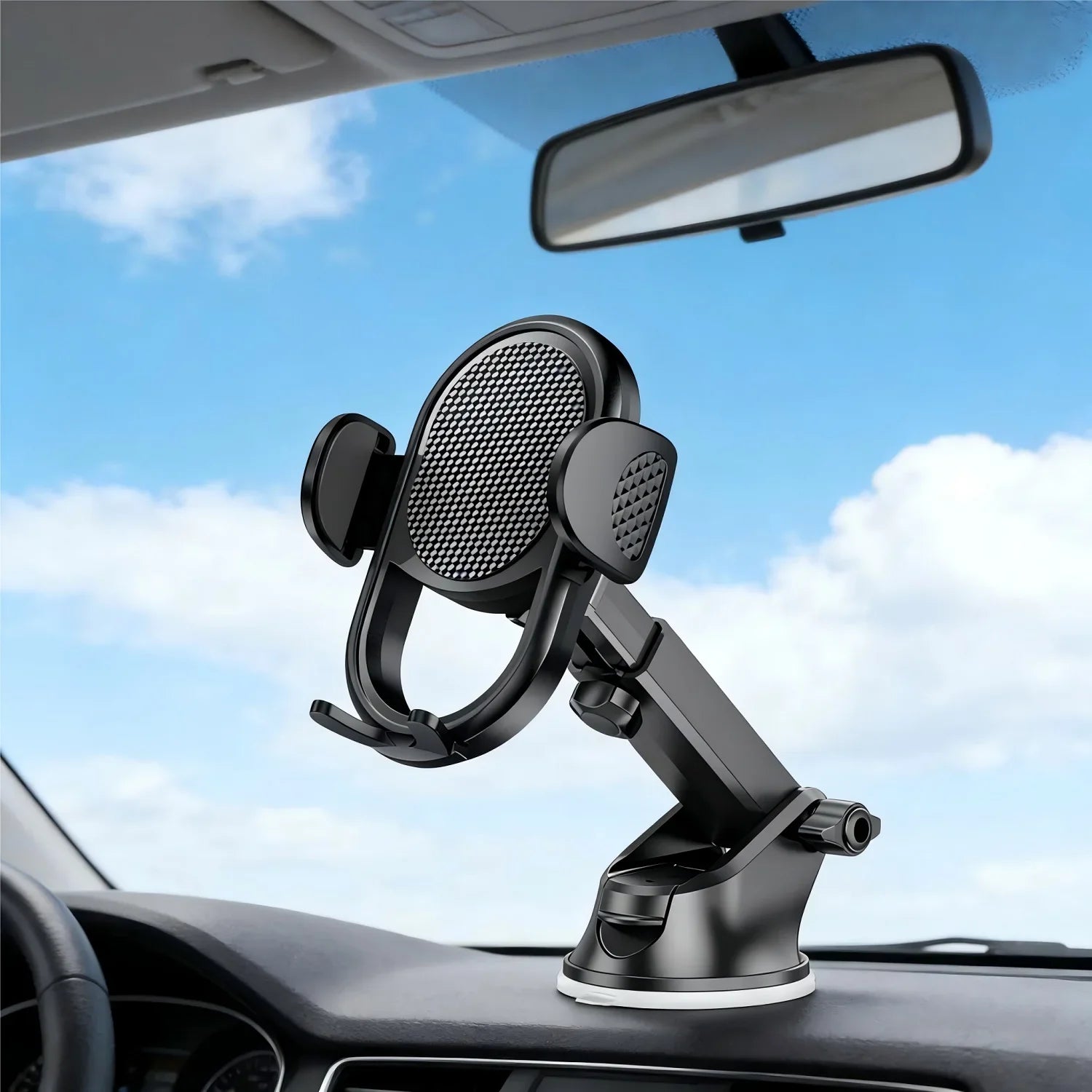 Phone Holder for Car【360° Widest View】Extension Long Arm, POJO Universal Handfree Auto Dashboard/Windshield Air Vent Phone Mount