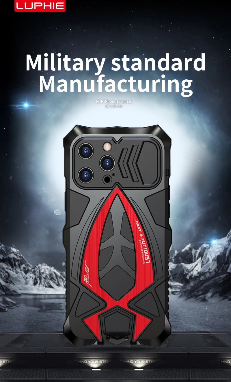 Luphie Metal Full Protect Armor Phone Cover Cases For Iphone 17 15 14 13 Pro XS Max X XR 8 7 SE Case Shockproof Fundas Bumper