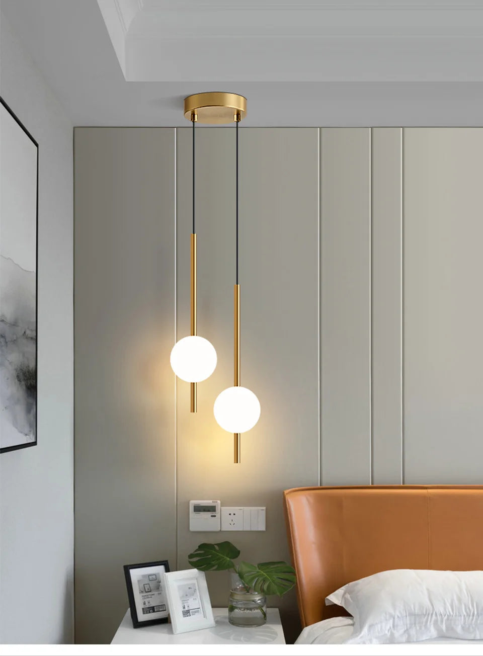 Minimalist Pendant Light Bedroom Hanging Lamp Long Line Lighting Black/Gold Living Room TV Background Wall Decor Wire Suspension