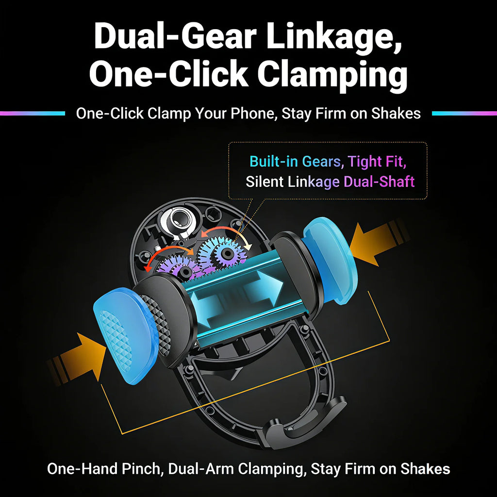Phone Holder for Car【360° Widest View】Extension Long Arm, POJO Universal Handfree Auto Dashboard/Windshield Air Vent Phone Mount