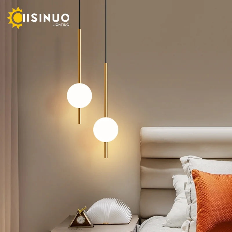 Minimalist Pendant Light Bedroom Hanging Lamp Long Line Lighting Black/Gold Living Room TV Background Wall Decor Wire Suspension