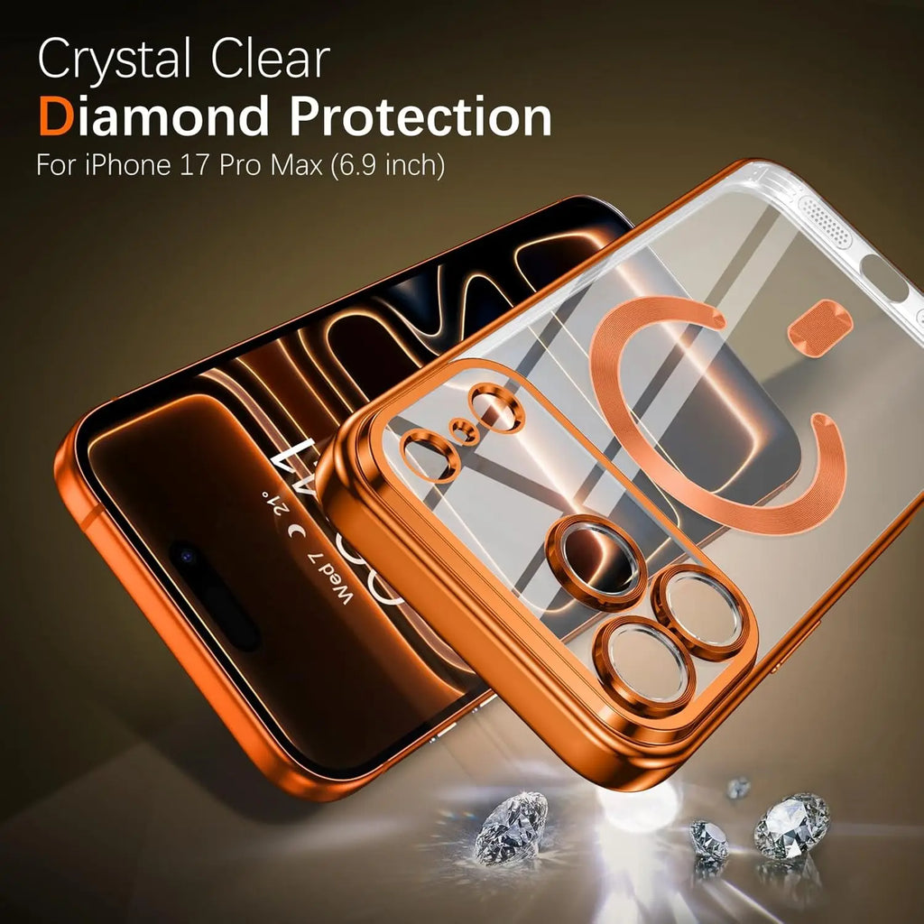 Camera Protection Clear Luxury Plating Cover Soft TPU Drop Protective With Magnetic Phone Case For IPhone17Pro Max/17Pro/Air/17